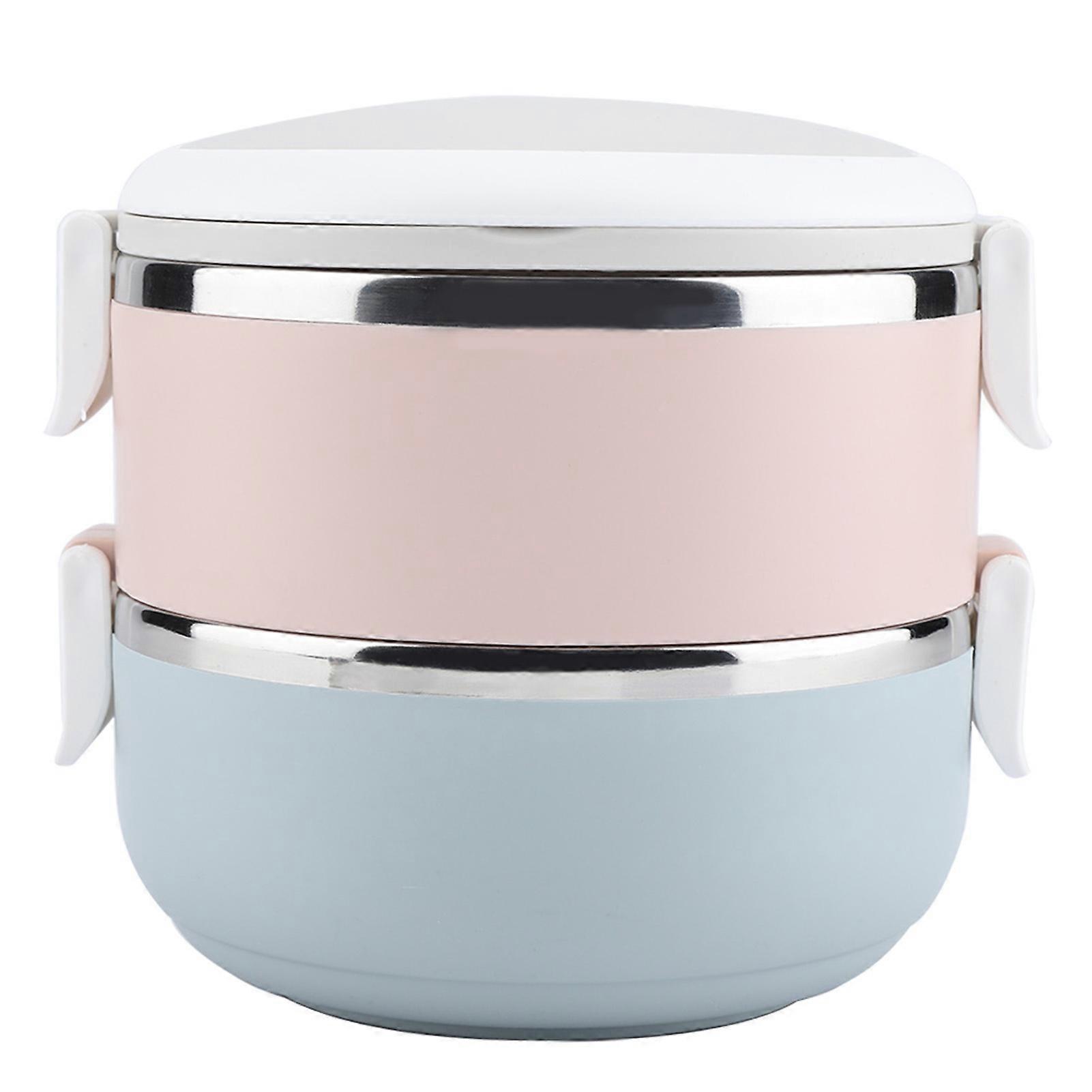 BLLBOO Stackable Stainless Steel Thermal Compartment Lunch Box,1400ml 2-Tier Insulated Bento/Food Container and Thermo Lunch Box,Removable Bento Divid
