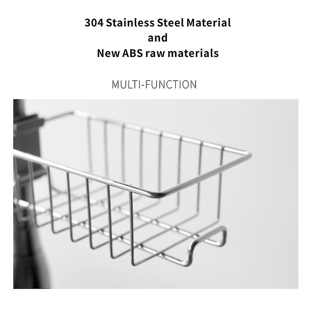 Faucet Storage Rack Stainless Steel Drain Rack with Hook for Kitchen Bathroom