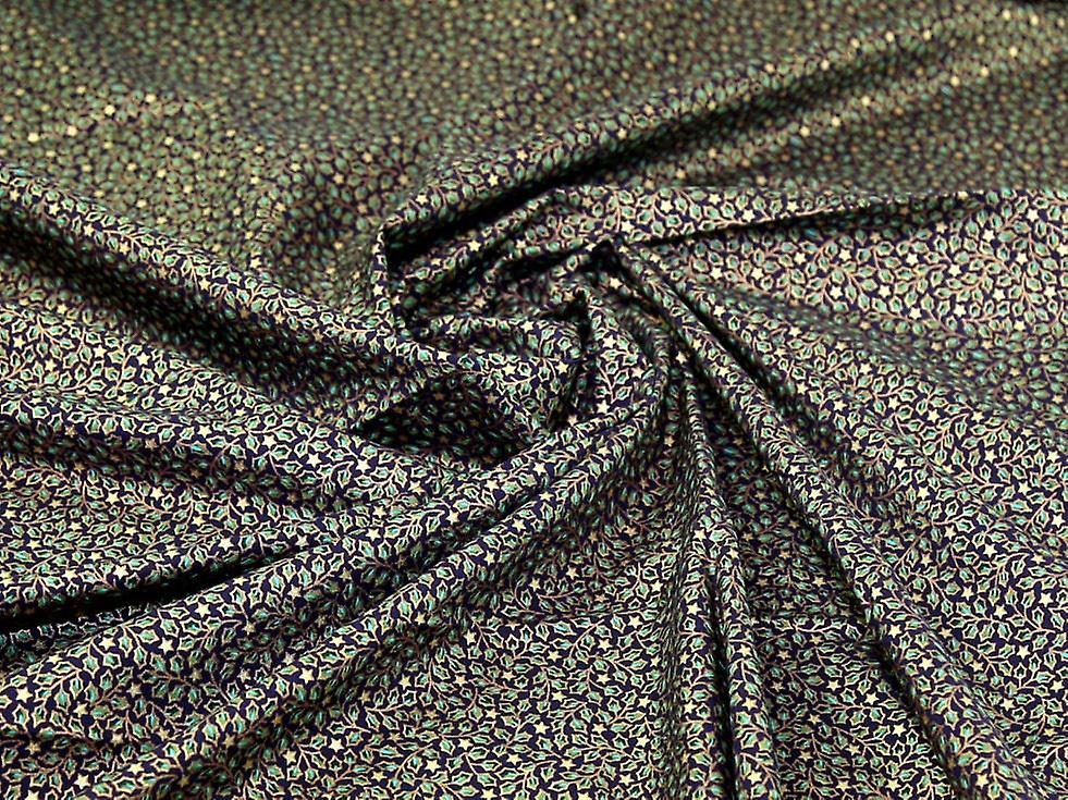 Minerva Metallic 100% Cotton Fabric Navy - per metre