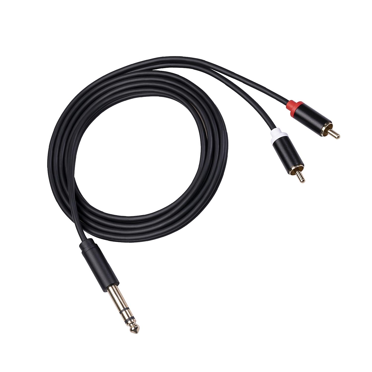 Audio Cable Convenient Design Multi-Layer Insulation Stable 6.35mm Male to 2 RCA Male Cable compatib