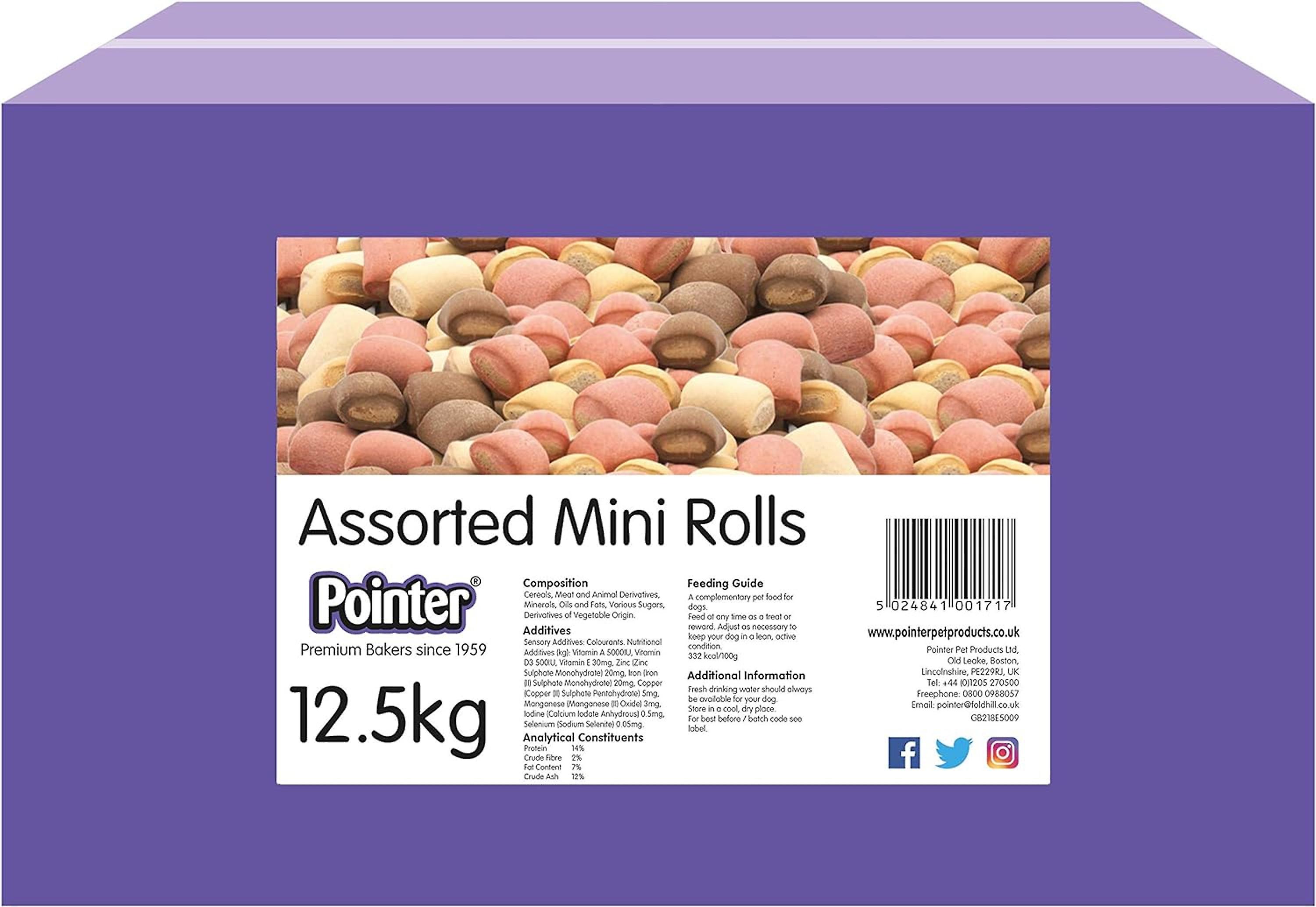 Pointer Mini Meaty Rolls with Beef Dog Treat 12.5kg
