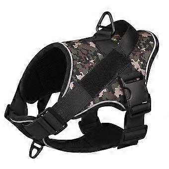 Imbracatura per animali domestici Impermeabile Riflettente Traspirante Antideflagrante Punch Camouflage Dog Walking Vest con maniglia di controllo Verde L