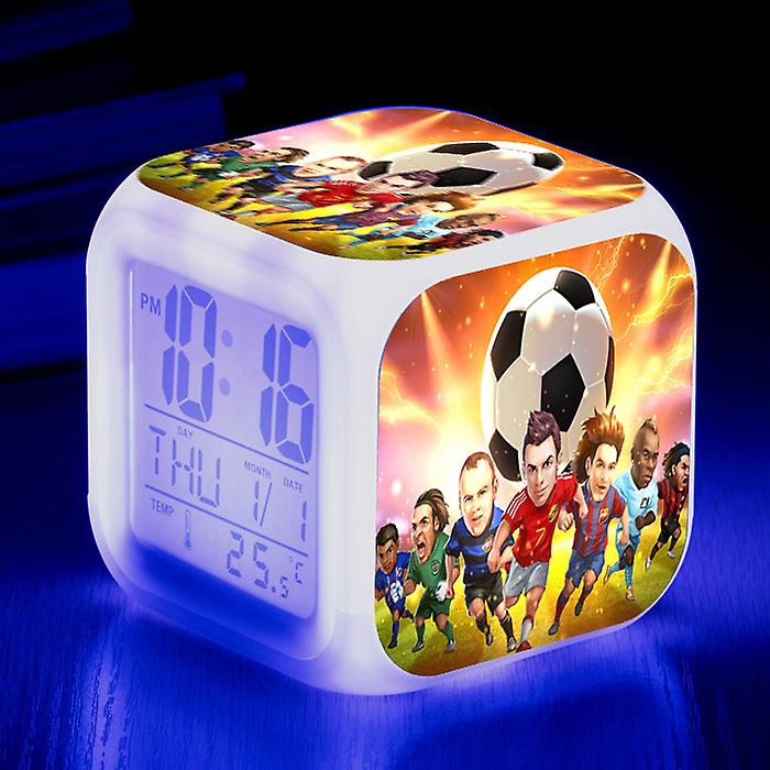 Creative Alarm Clock, Football Led Multiple Functional Colorful Color Changing Luminous Alarm Clock Student Silent Alarm Clock, Very Suitable As A Chi