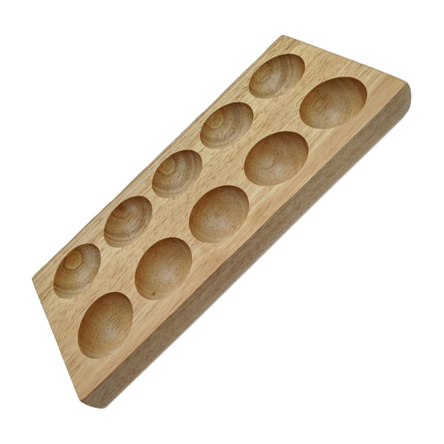 Wooden Egg Holder Multifunction Convenient DIY 10 Grids Double Row Eggs Storage Plate for Home
