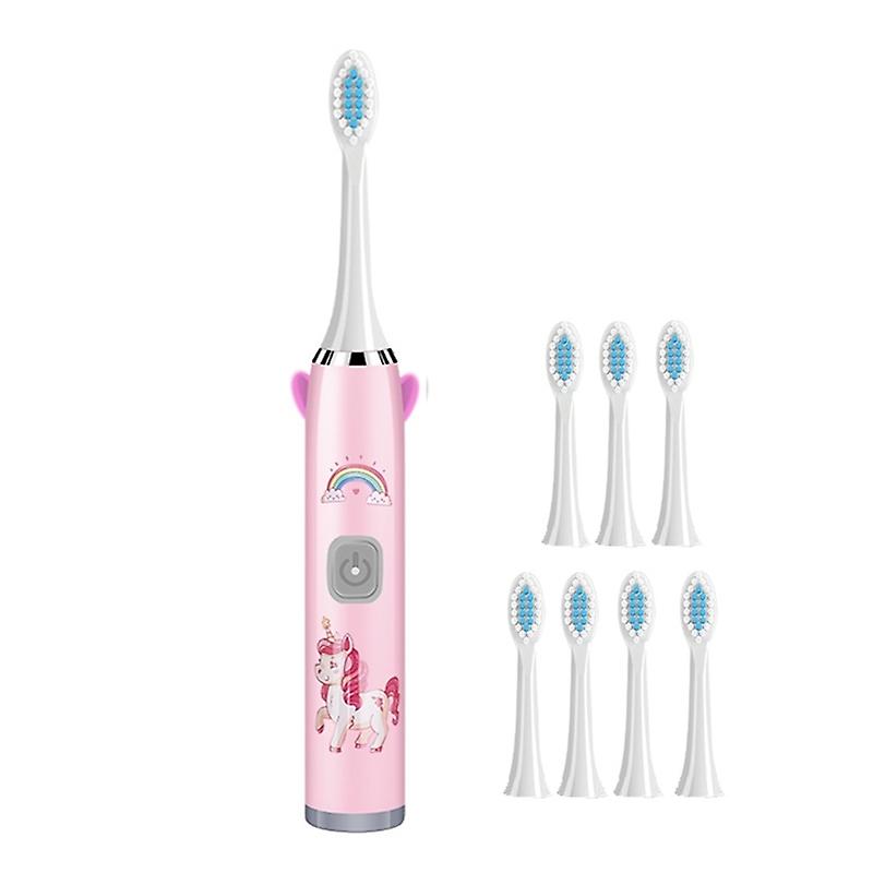 Children Electric Toothbrush Pink with 8 Heads