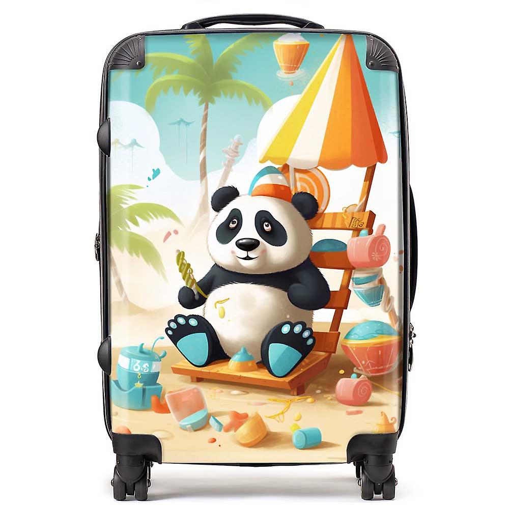 Happy Panda On A Beach Holiday Suitcase