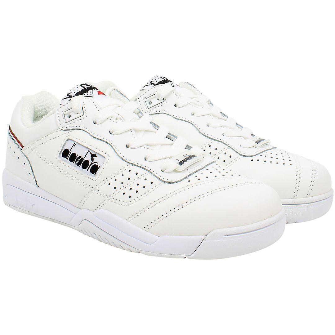 Diadora Action Lace-Up White Smooth Leather Mens Trainers