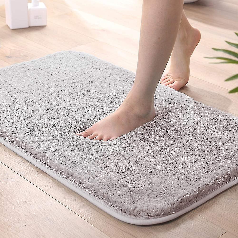 Extra Thick Non-Slip Bath Mat Microfiber Shower Absorbent Mat for Machine Bathroom Thick (Light Gray