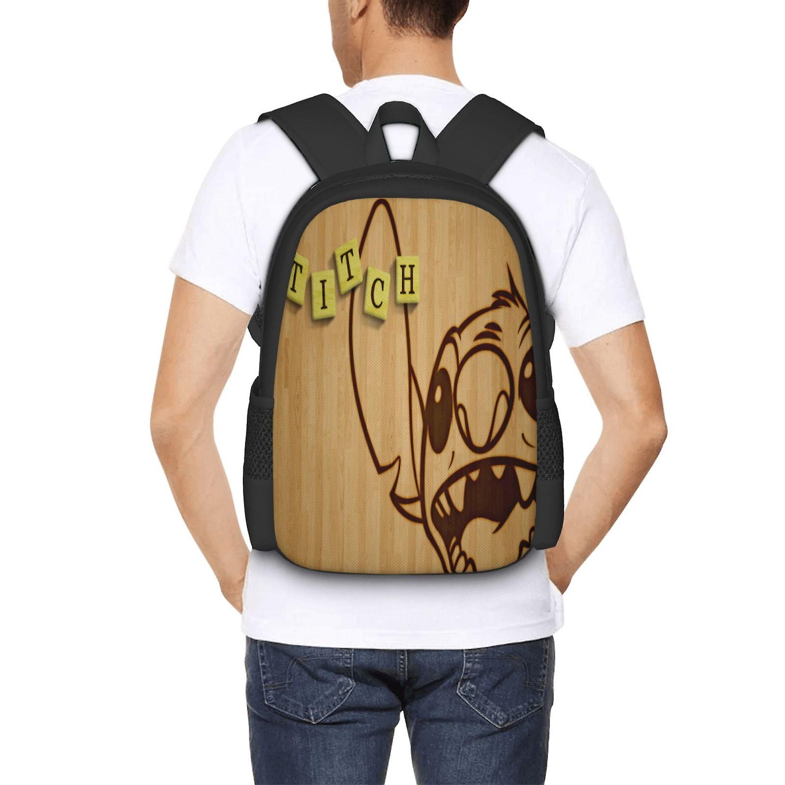 Lilo And Stitch Cartoon Backpack Large Capacity Laptop Bag Lightweight Adjustable Straps Casual Large Capacity