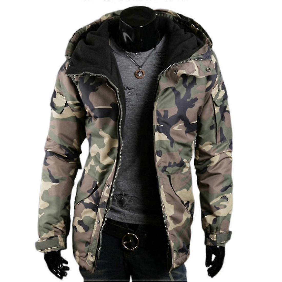 Menn Winter Camo Loose Fit Cotton Jacket