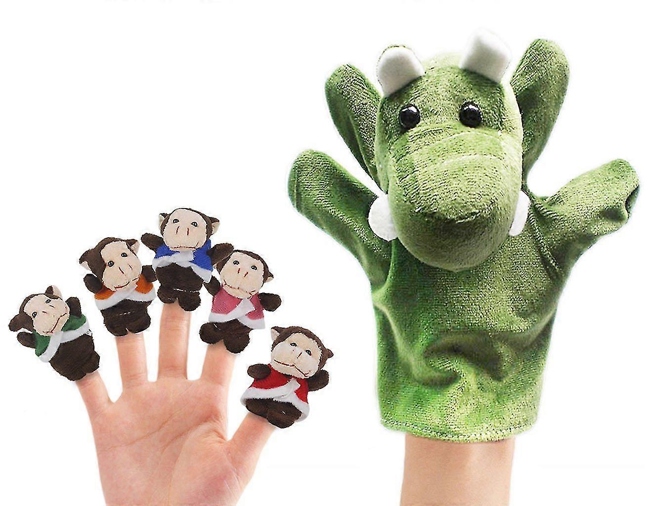 6 قطعة دمى إصبع القطيفة يجلس في شجرة