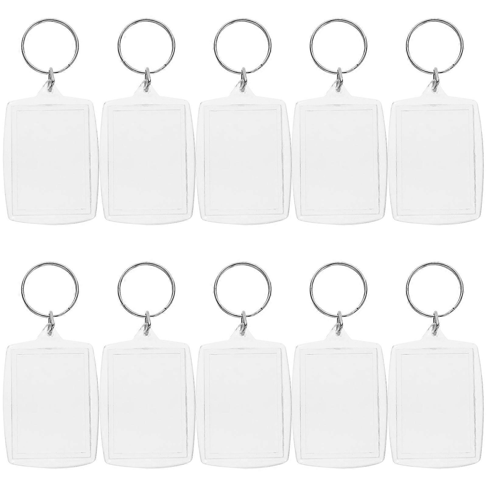 100pcs Transparent Blank Acrylic Insert Photo Picture Frame Keyring Keychain Key Holder DIY Split Ring Key Chain Gift