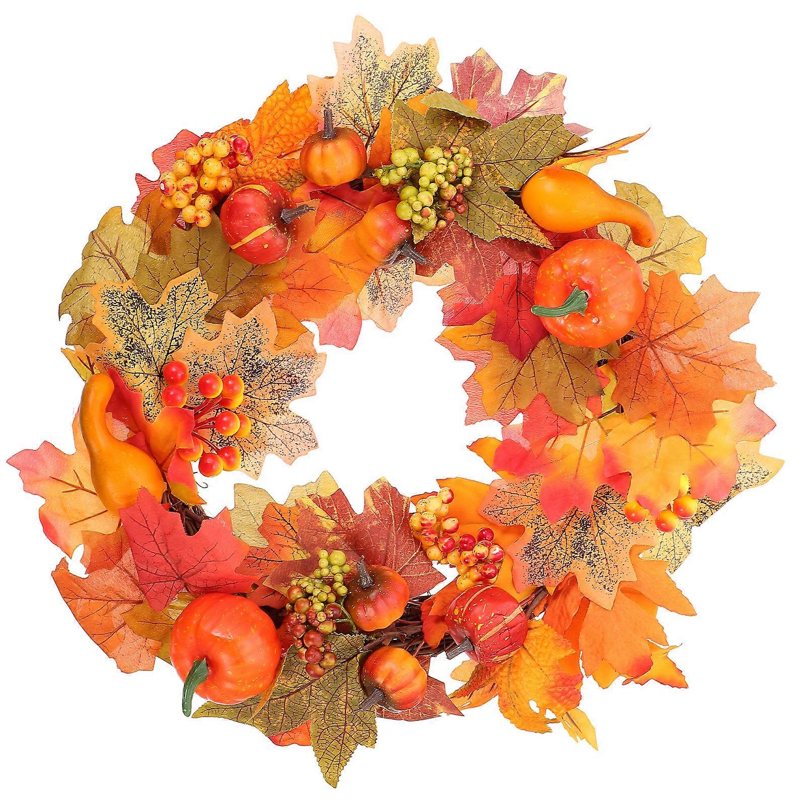 Ghirlanda artificiale Yellow Pumpkin Wreath Autumn Harvest Wreath Fall Hanging Wreaths