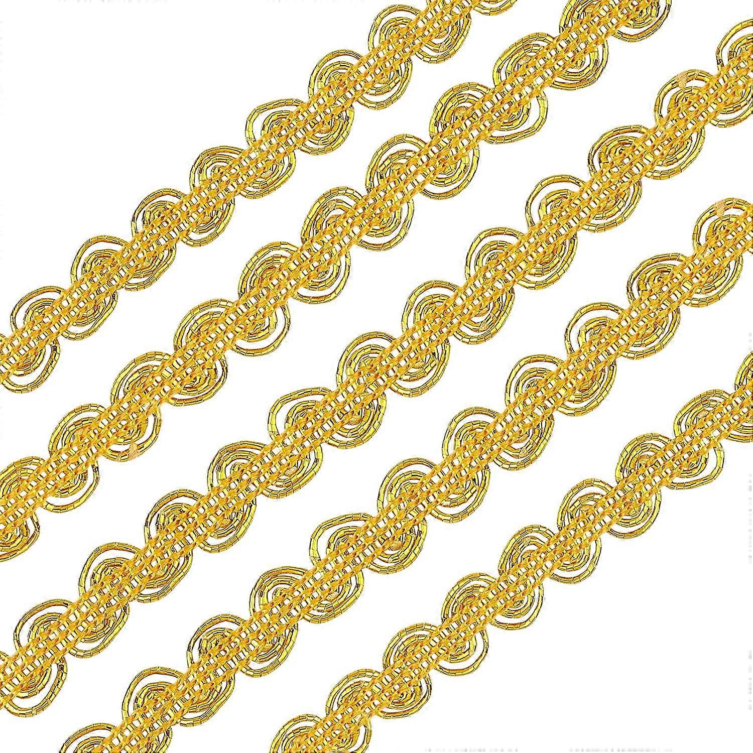 25 Yard Metallic Scroll Braid Trim Embellishment 3/8inch Wide Dark Gold Polyester Ribbon with Wave Pattern