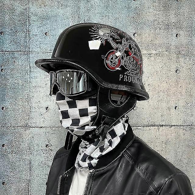 Motorcycle Dot German Style Half Helmet Goggles For H-arley