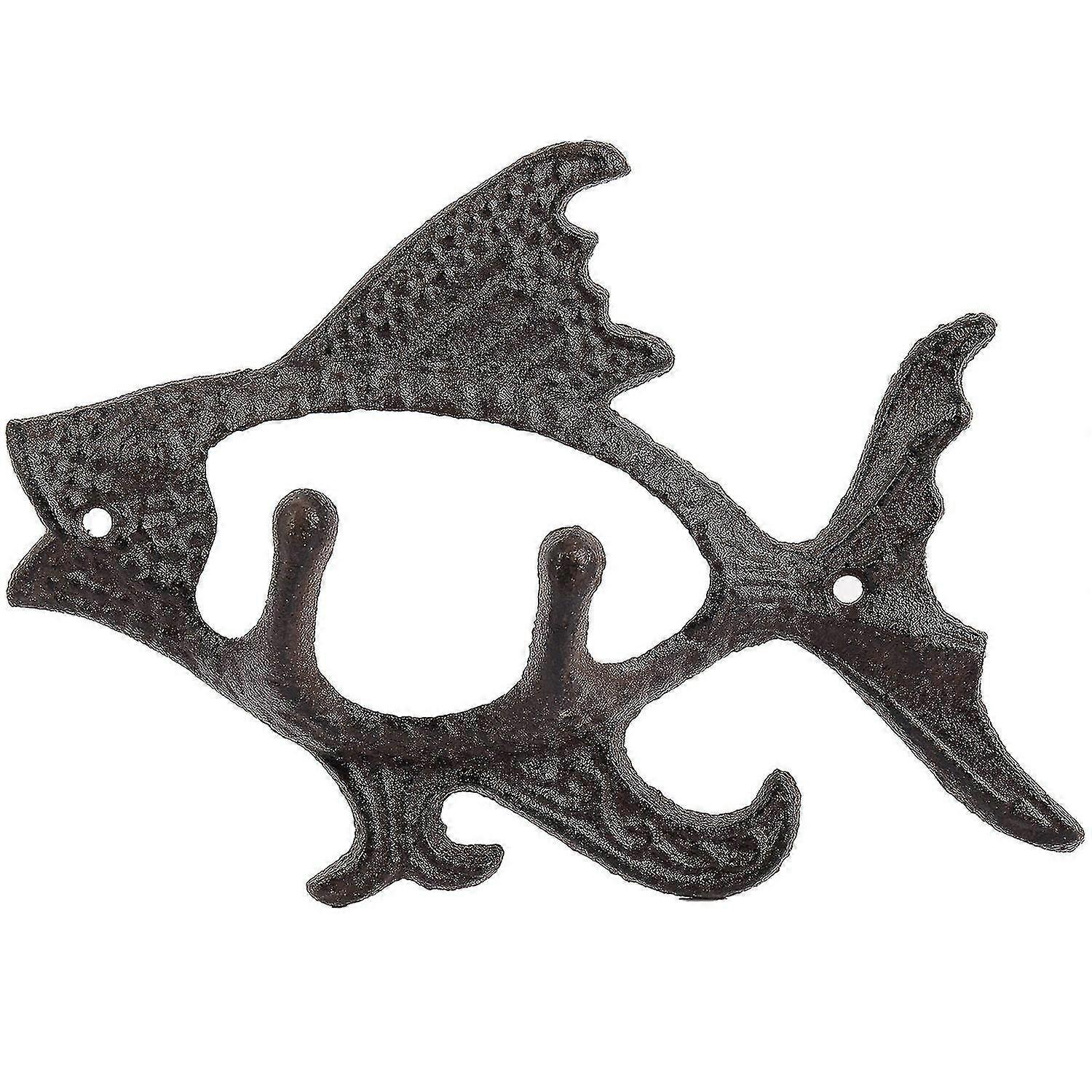Fish With Two Hooks Ocean Series Cast Iron Wall Hook Wall Mount Towel Hanger Hook For Hat, Key, Coa-YuJia