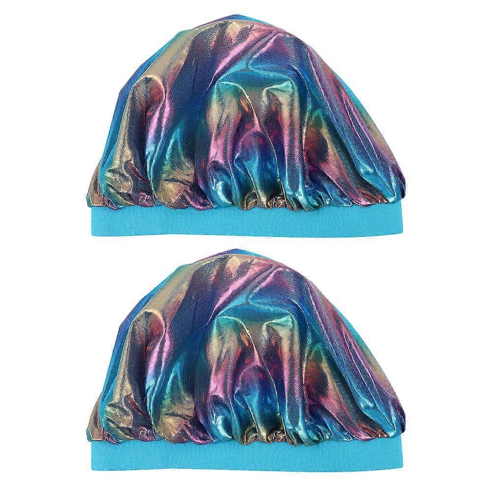 2Pcs Elastic Wide Kids Bonnets Sleeping Hats Durable Elastic Sleep Caps Child Bathing Caps