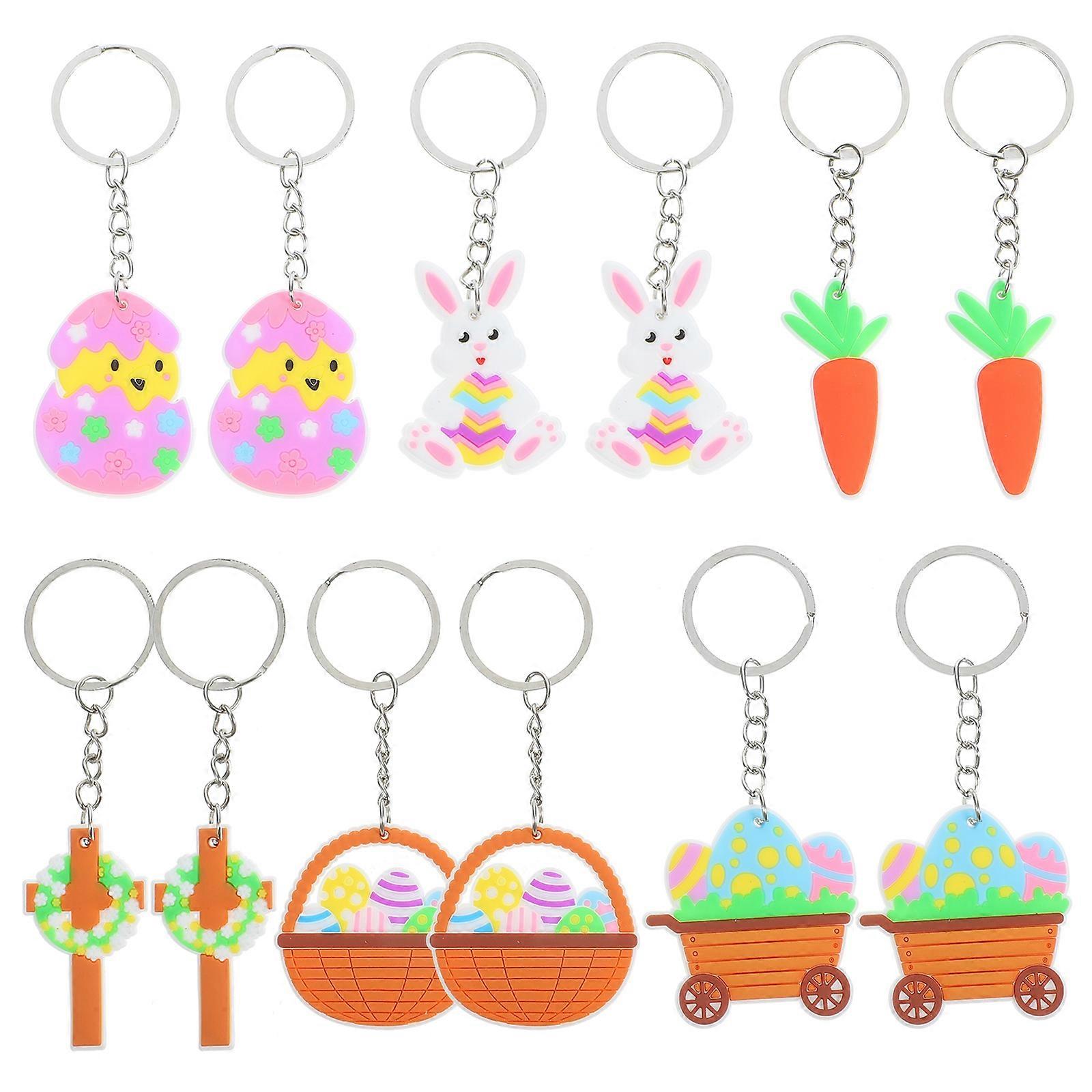 12pcs Easter Keychain Easter Themed Keychain Backpack Hanging Pendant Purse Keyring