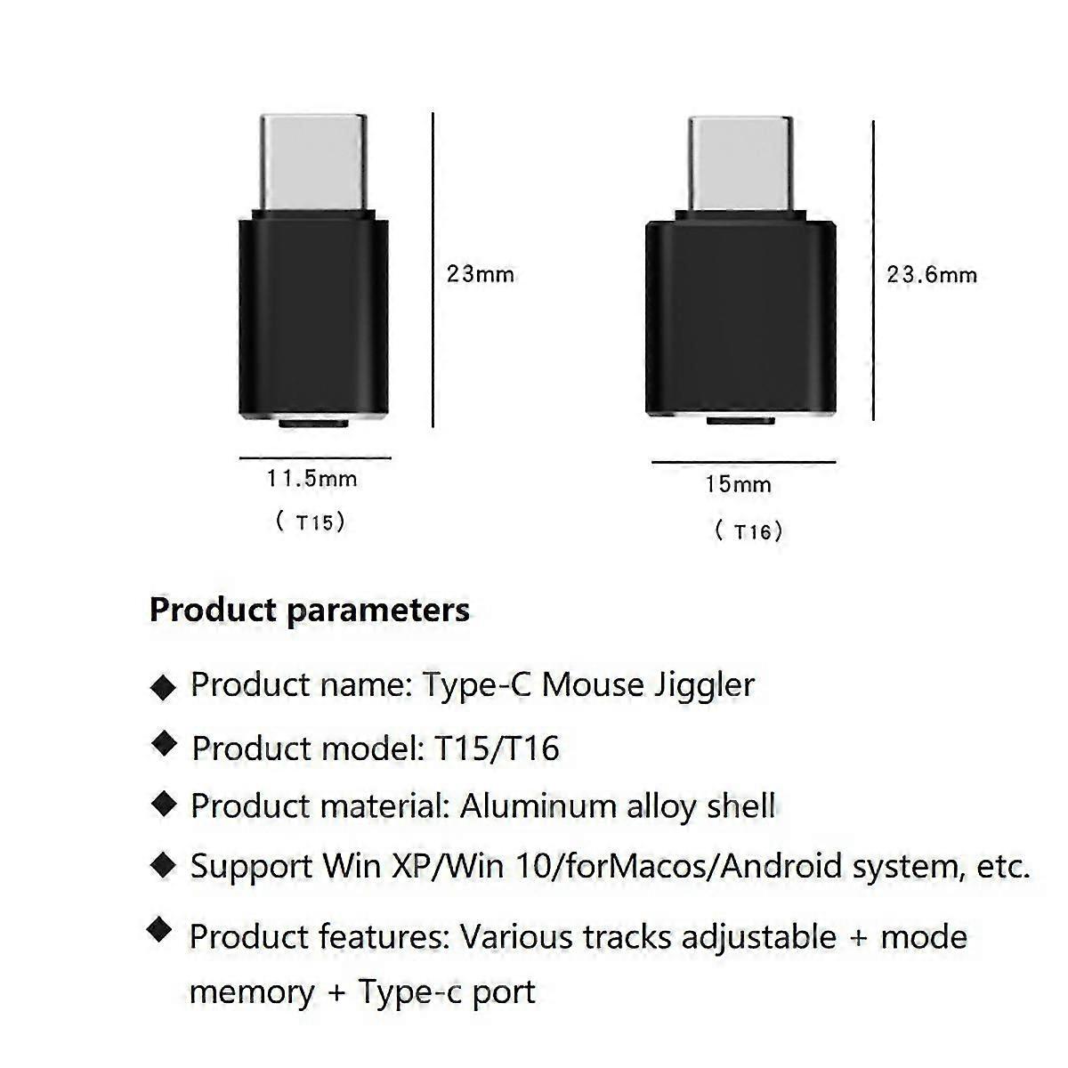 Type C Mouse Jiggler Undetectable Mouse Mover USB C Mouse Shaker Simulated Mouse Movement Keeps Com