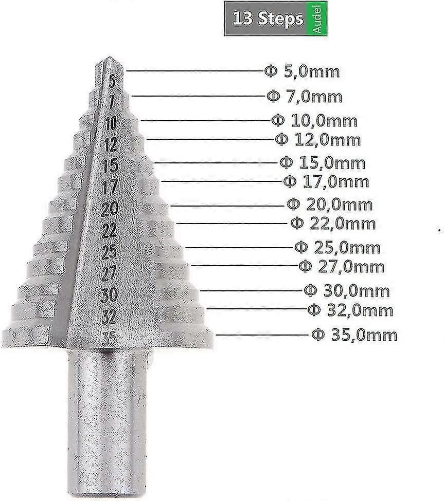 Hss Step Countersink Drill Bit, Double Slot Conical Countersink Step Drill Bit (5mm-35mm) With Titanium Coating, Solid