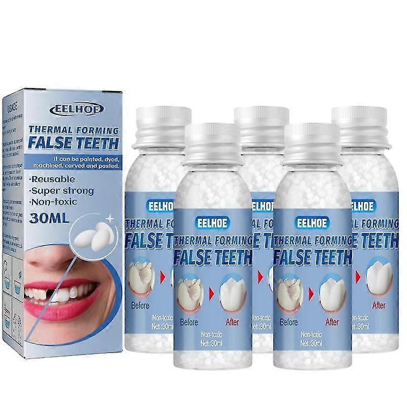 5pcs False Teeth Solid Glue Temporary Tooth Repair Kit Moldable Thermal Fitting Teeth Pellet Adhesive Tooth Care Tool