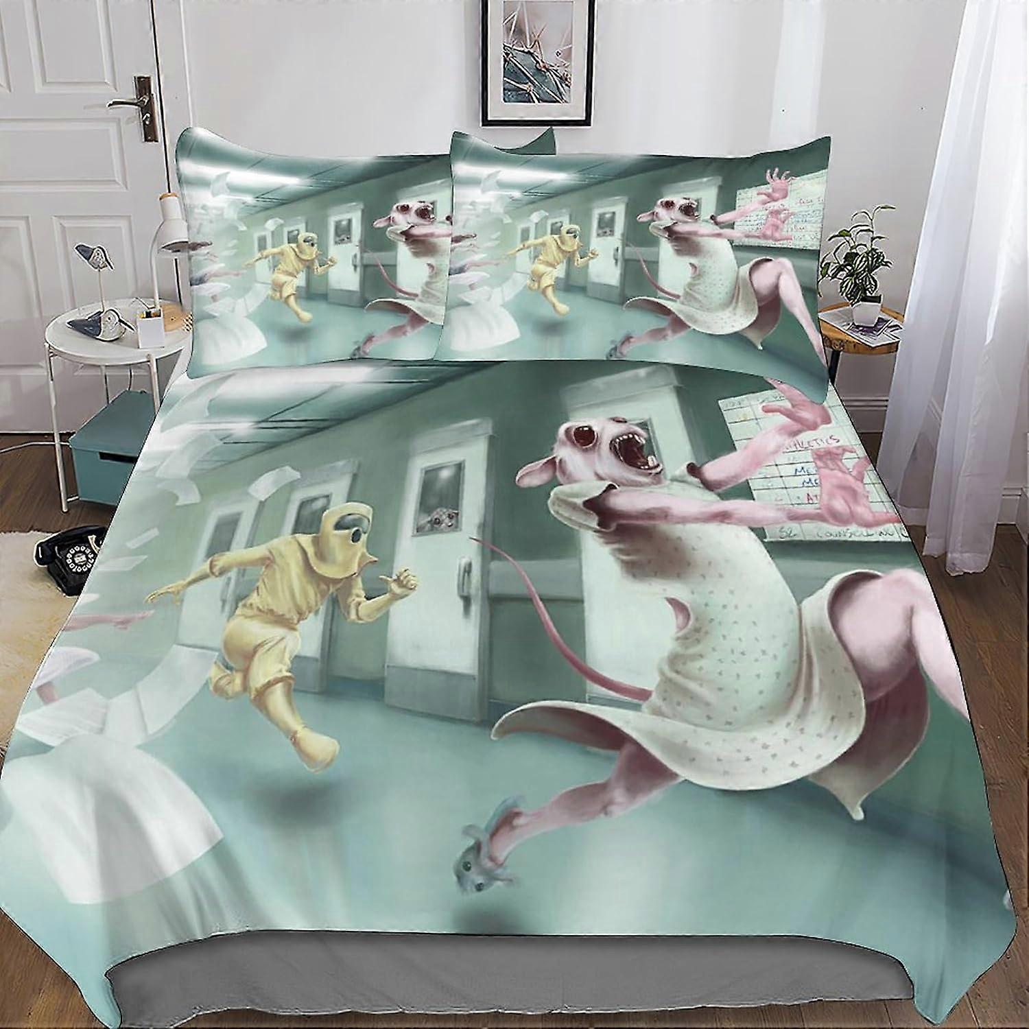 Interesting Bedding Set Bedding Set for Adults and Children Innovative D Print Pattern Soft Microfiber Duvet Cover with Pillowcases Pieces 135*200 CM