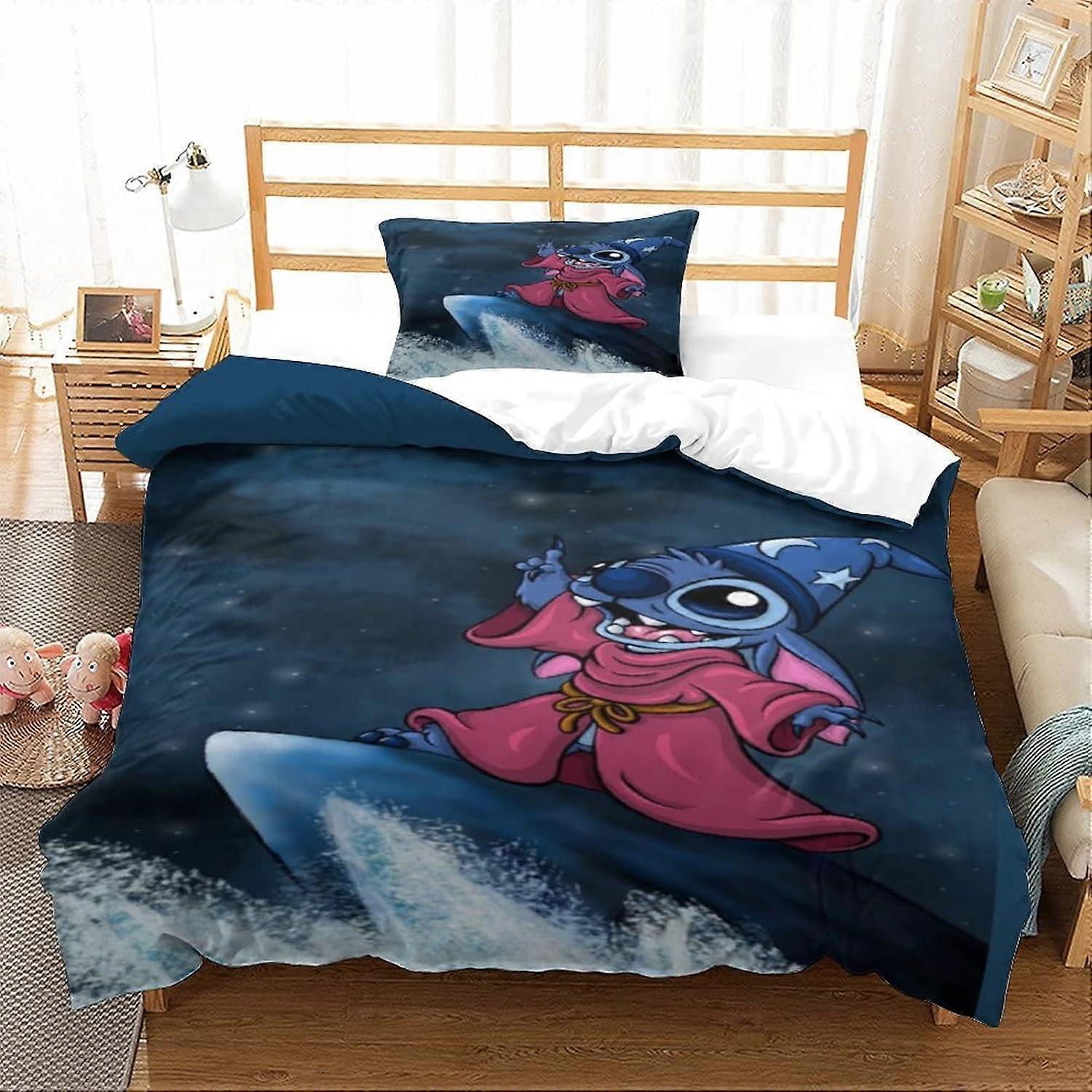 Stitch D Duvet Cover Lilo & Stitch Design Cover Breathable Duvet Cover Bedding Set for Girls and Boys Piece Set with Closure 135*200 CM