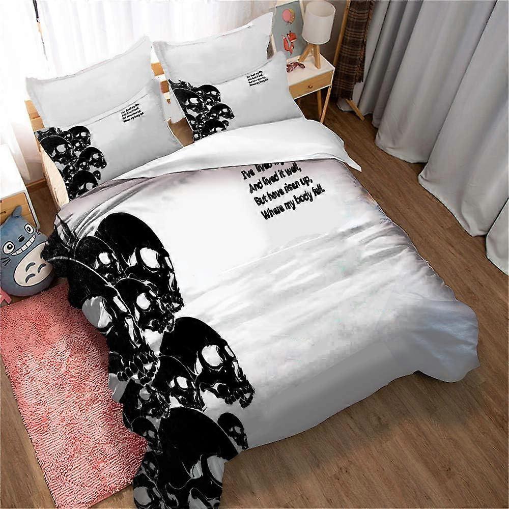 Skull Goth Duvet Cover Sets Comforter 2 Person 3 Pieces Bed Linen Bedding Set 2 Pillowcases with Closure )