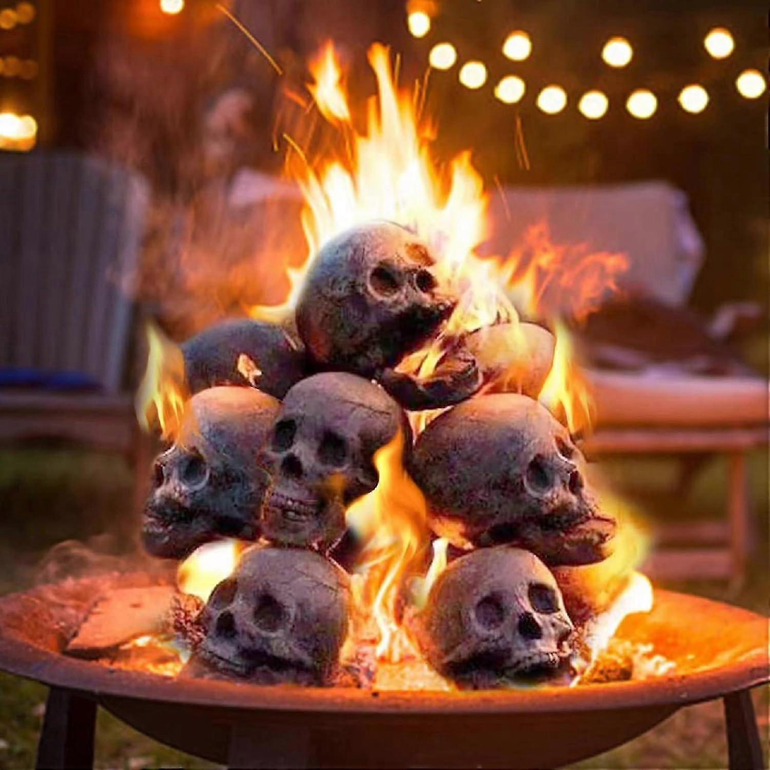 Imitated Human Skull Ceramic, Halloween Fire Pit Skull Ceramic Props, Reusable Halloween Firepit Sku