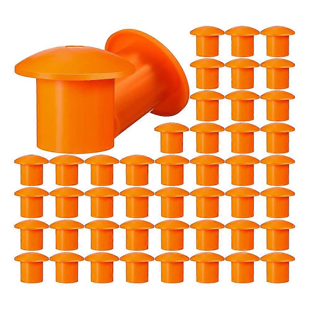 100 Pcs Mushroom Rebar Cap Plastic Mushroom Rebar Safety Caps for Rebar 3 to 7, Orange Color, 2.36