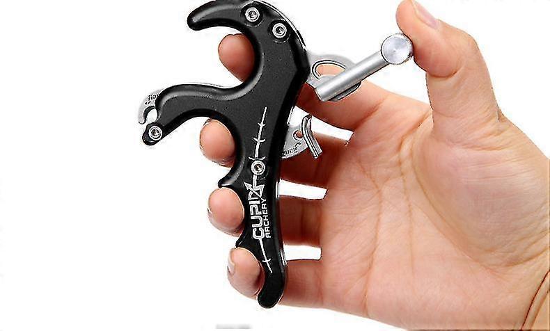 Starlight-1pcs Archery Thumb Trigger, 4 Finger Archery Release Aid Grip Archery Thumb Caliper Compound Bow Shoot Hunting Tool Partsblack