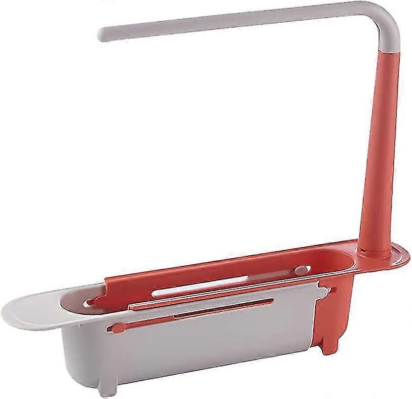 Telescoping Sink Drain Rack, Adjustable 2-in-1 Sink Organizer, Soap Sponge Rack Dishcloth Hanger For Home Kitchen