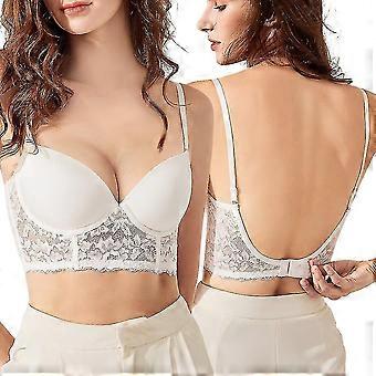 Women's Low Back Bra Push Up Deep V Backless Bra Lace Underwire Convertible Bra Shznv