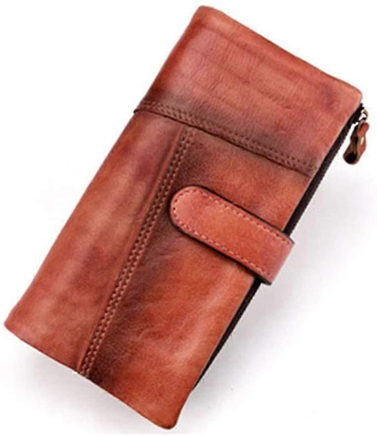 Women's Blocking Clasp Wallet Vintage Hand Rubbing Wallets Organizer (reddish Brown)