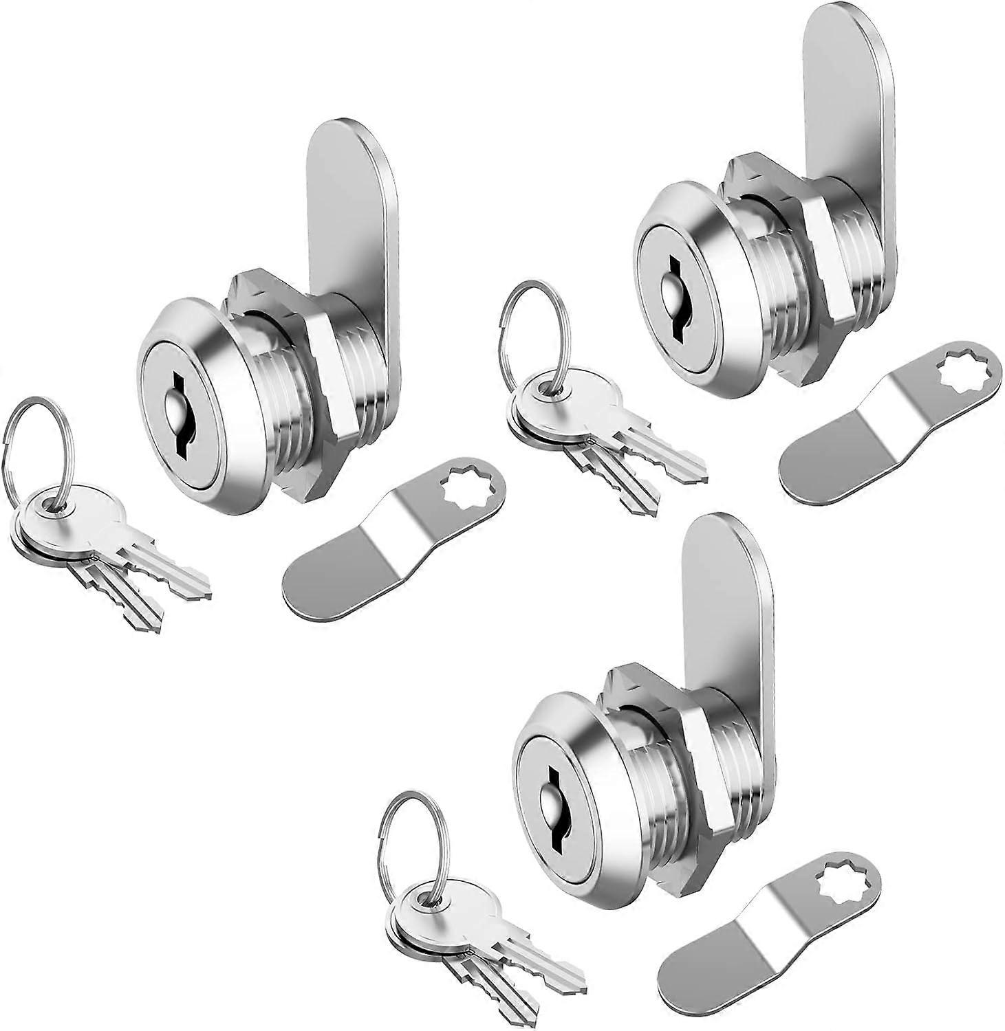 3 Pack Mailbox Lock Cabinet Locks with Key, Cabinet Cam Lock 5/8" Keyed Alike Mailbox Lock Replacement for Desk Drawer Toolbox, Zinc Alloy