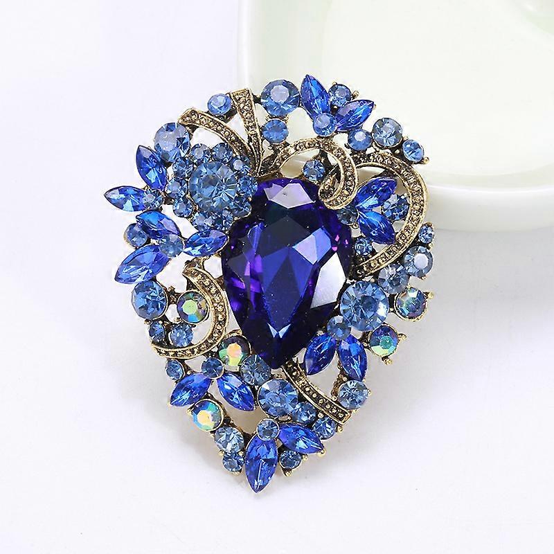 Vintage Austrian Crystal Rhinestone Leaf Shape Brooch