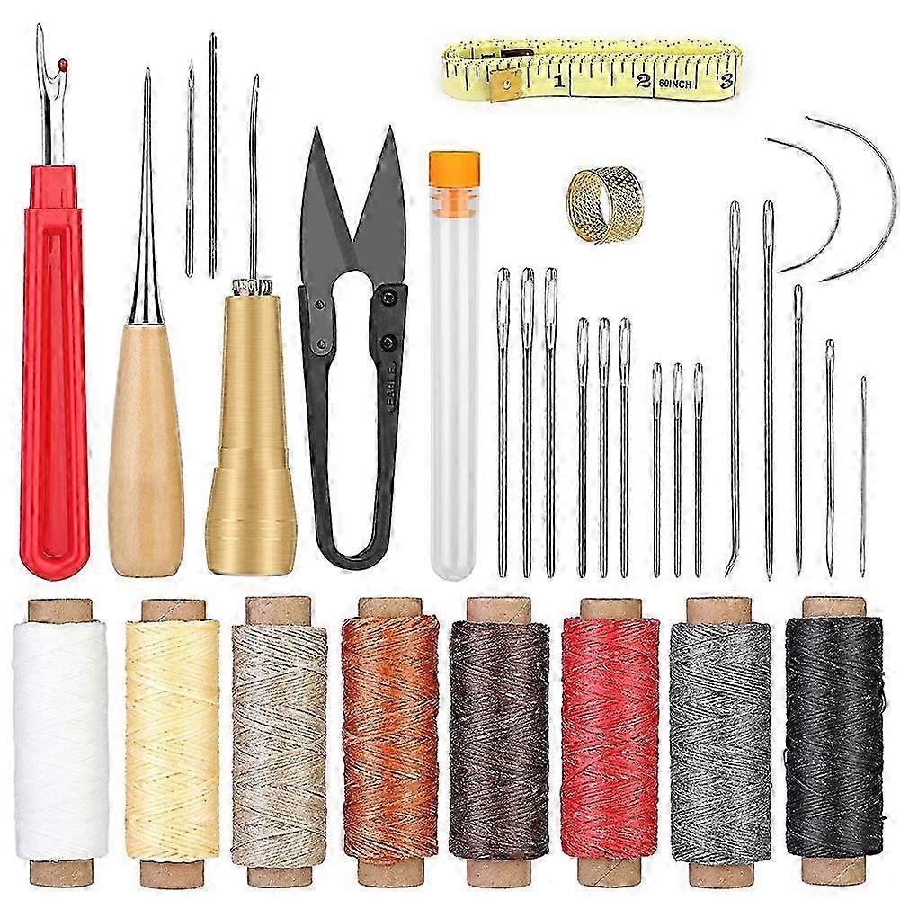 ערכת תפירת עור למתחילים ערכת תיקון עור מחט עור לתפירת עור מחט עור ושעווה