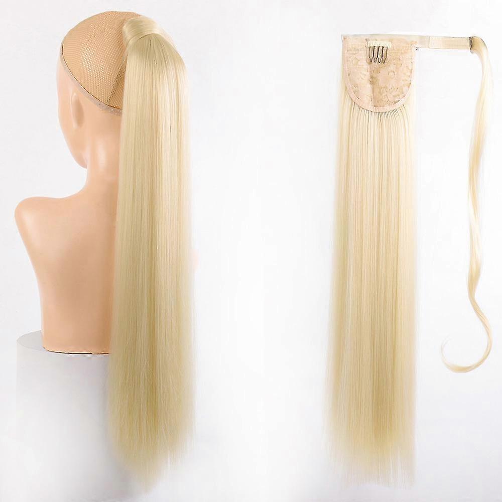 Longues queues de cheval droites clip en queue de cheval cordon de serrage queue de cheval synthétique fausses extensions de cheveux