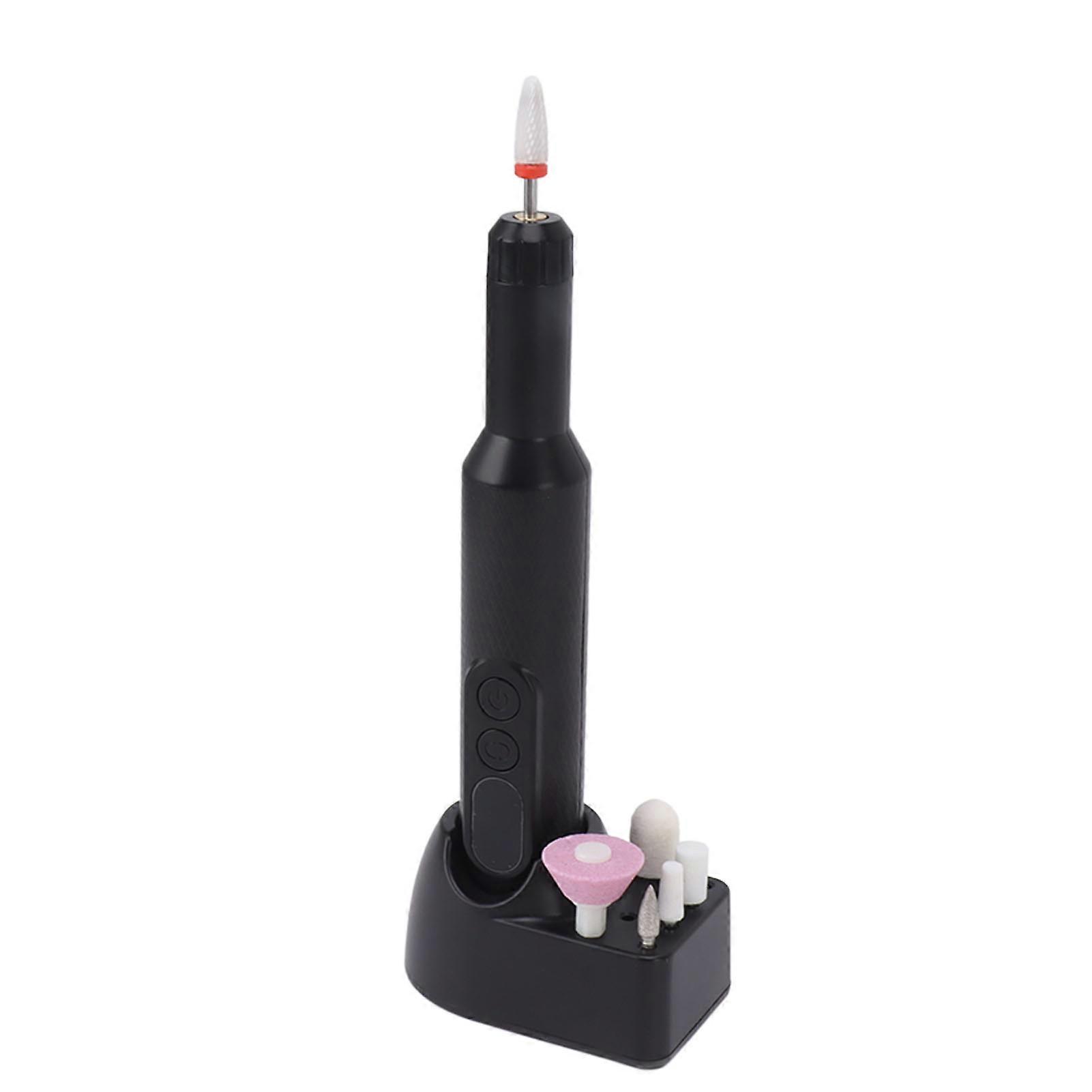 Electric Nail Drill Machine 18000RPM Dual Charging Dock LED Display 3 Levels Adjustable Manicure Pedicure Polishing Set Black