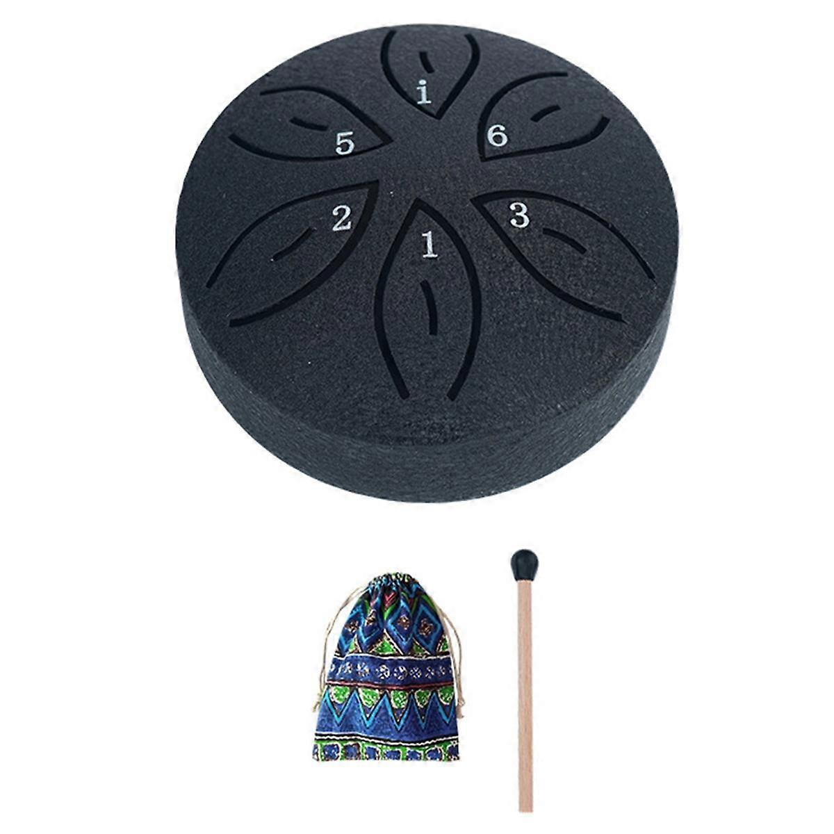 Steel Tongue Drum Rain Drum for Outside, 6 Notes 3 Inches Chakra Tank Drum Steel Percussion Padded