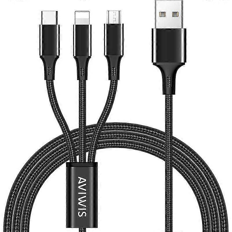 Multi Usb Cable, 3 In 1 Multi Usb Charger Braided Nylon Cable With Micro Usb Type C Connectors For Smartphones, Tablets, Oneplus, Lg, Kindle, Ps4 And