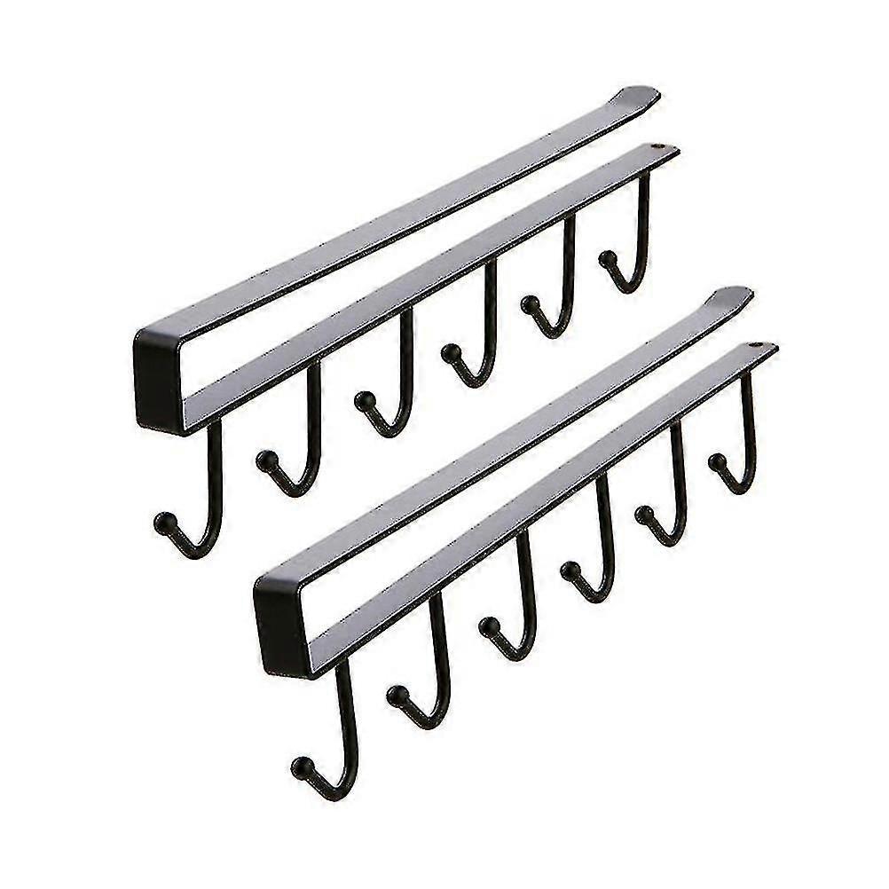 2pcs Wardrobe Hanging Hook Iron Storage Hook Multi Function Hanging Hooks (black)