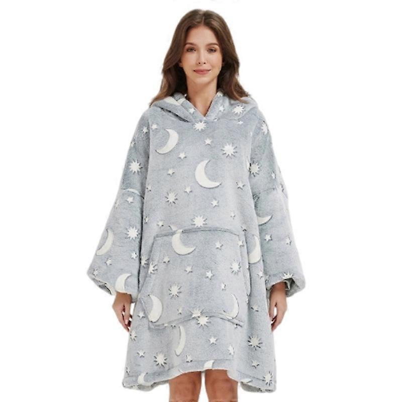 Oversized Blanket Hoodie Sweatshirt, Wearable Sherpa Lounging Pullover for Adults Women Men