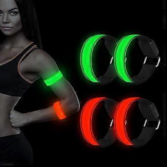 Led armband, 4-delat reflekterande LED-ljusarmband Ljusband Barn Natt säkerhetslampa för löpning Jogging Hund Går Löpning Utomhus Sport