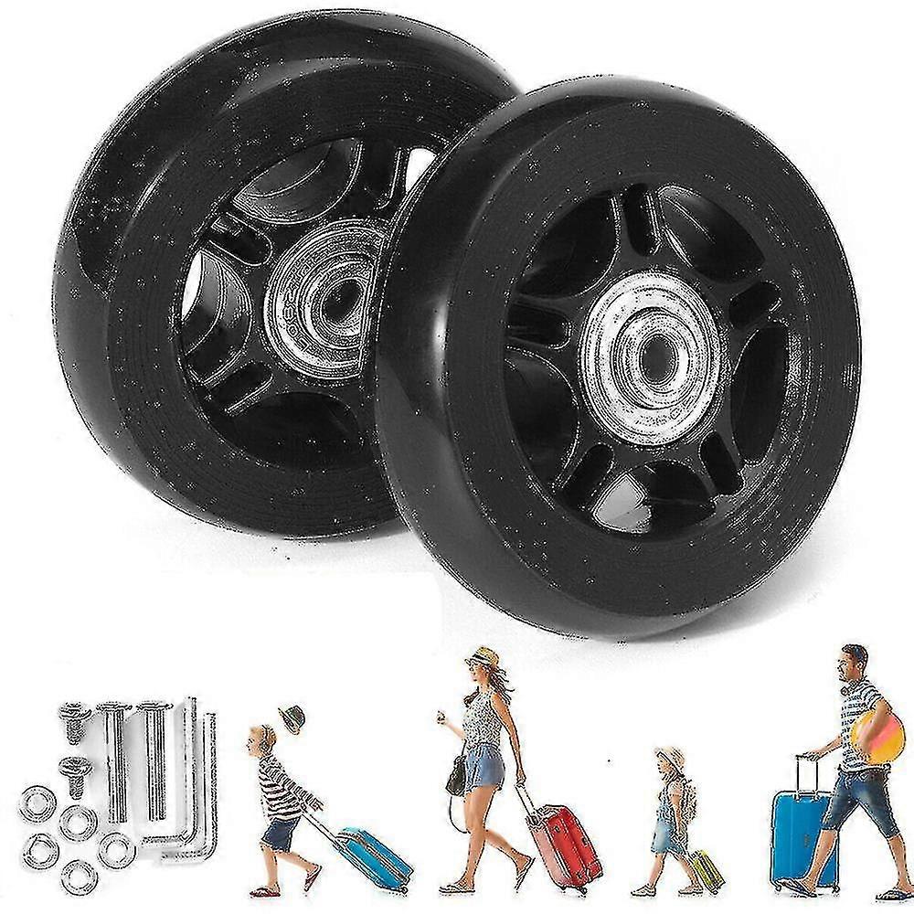 1 Pair Luggage Rubber Low Noise Spinner Wheels Replacement With Tools A