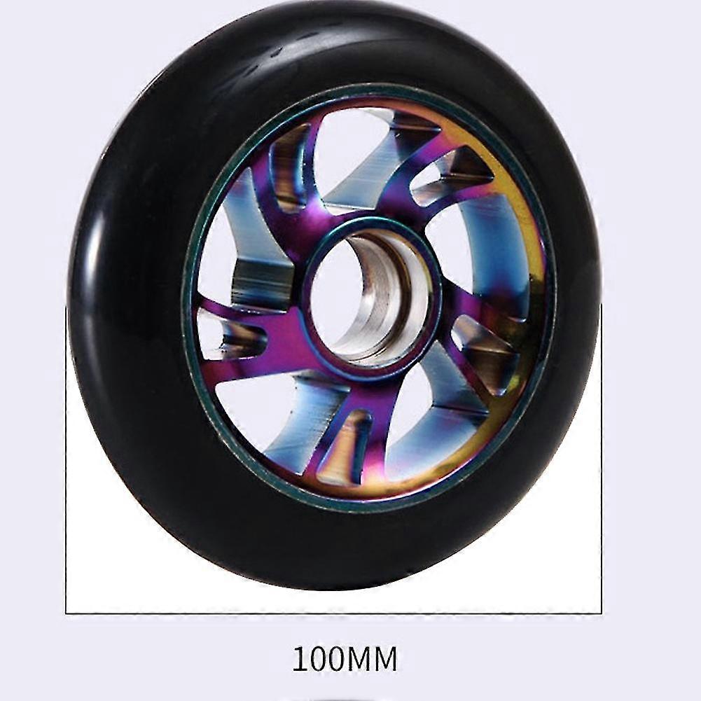 Roue De Trottinette Freestyle 100mm - 2 Pièces, Alu + PU 88A, Roulements ABEC-9 - Orange Spiral