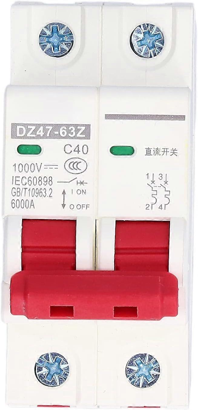DC Miniature Circuit Breaker 2P Solar PV System Isolator DIN Rail Mount 1000V 40A DZ4763Z C40 for Solar PV System
