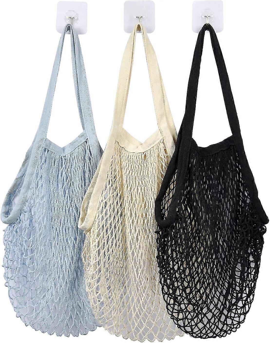 3 Pack Reusable Grocery Mesh Bags For Fruit Vegetable Storage