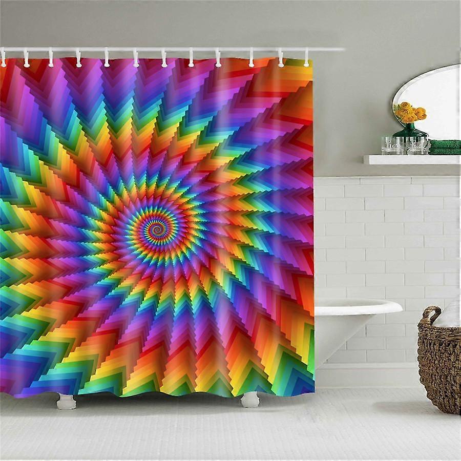 曼荼羅の花の幾何学的な月と太陽のシャワーカーテンバスルームカーテンフック付きフラビック防水ポリエステルバスカーテン-1598 / 2025 N