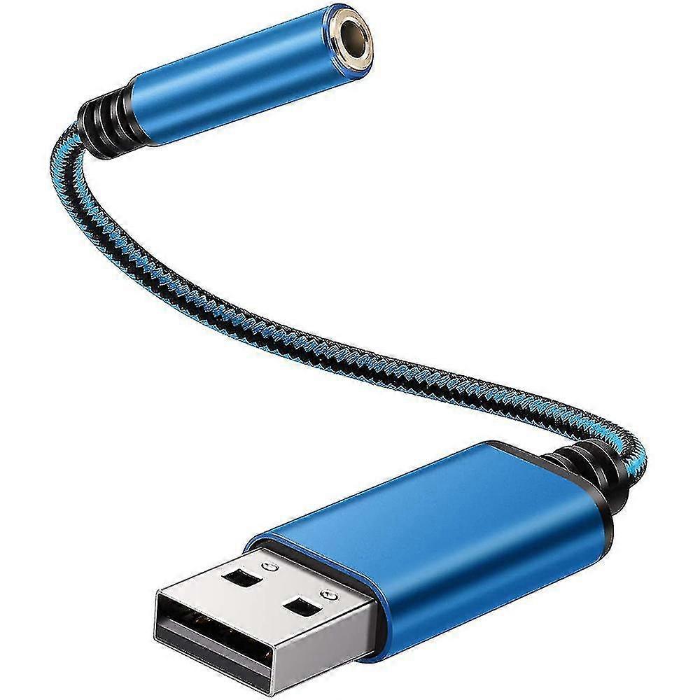 Usb To 3.5mm Jack Audio Adapter,for Pc, Ps4,mac Etc (0.6 Feet,blue)